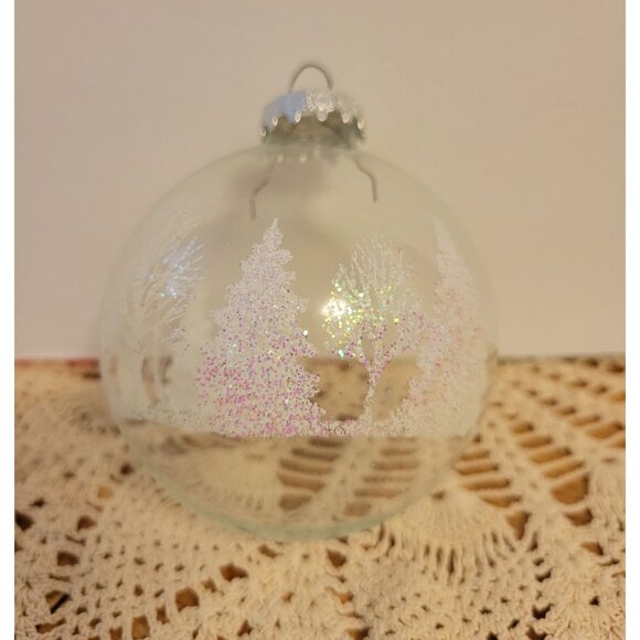 Bronner's Austria Glass Bulb Ornament Glitter Sparkle Clear Round Bulb - Picture 1 of 6